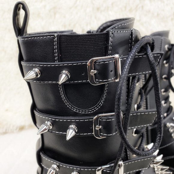 Men's Spiked Strap Goth Punk Platform Boots Slacker 165 - Picture 13 of 16